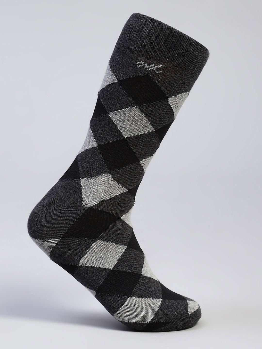 Men Cotton Blend Self Design Calf Length Socks (Pack of 3)