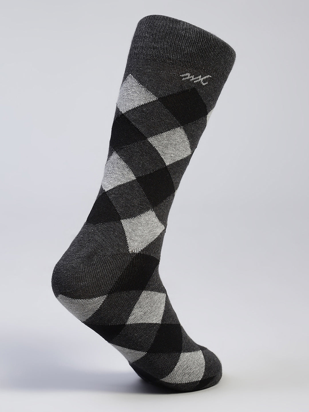 Men Cotton Blend Self Design Calf Length Socks (Pack of 3)