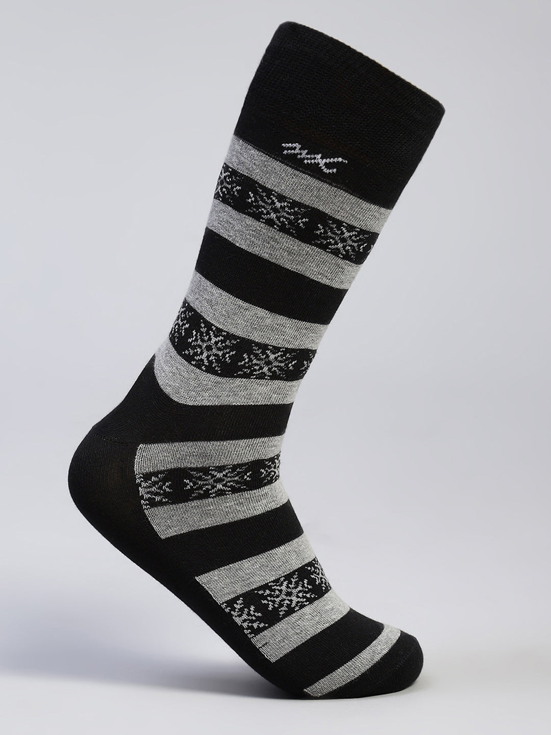 Men Cotton Blend Self Design Calf Length Socks (Pack of 3)