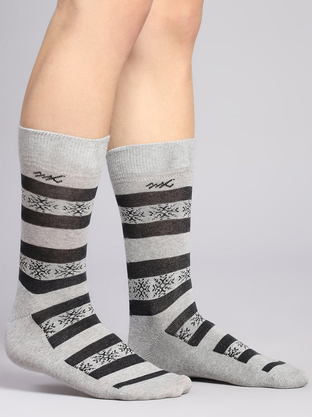 Men Cotton Blend Self Design Calf Length Socks (Pack of 3)