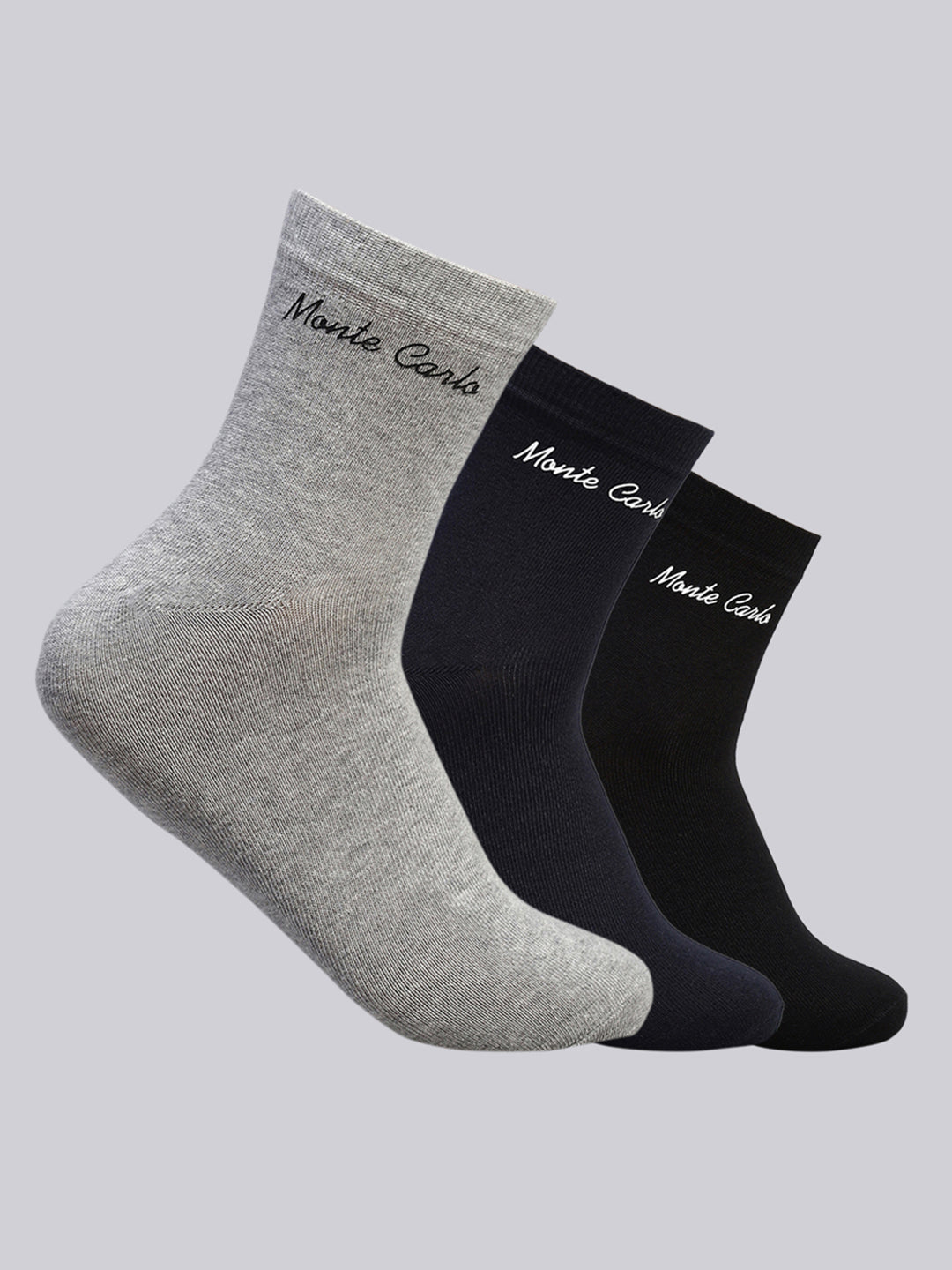 Men Cotton Blend Self Design Crew Length Socks (Pack of 3)