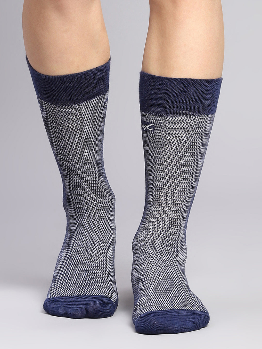 Men Cotton Blend Self Design Calf Length Socks (Pack of 3)