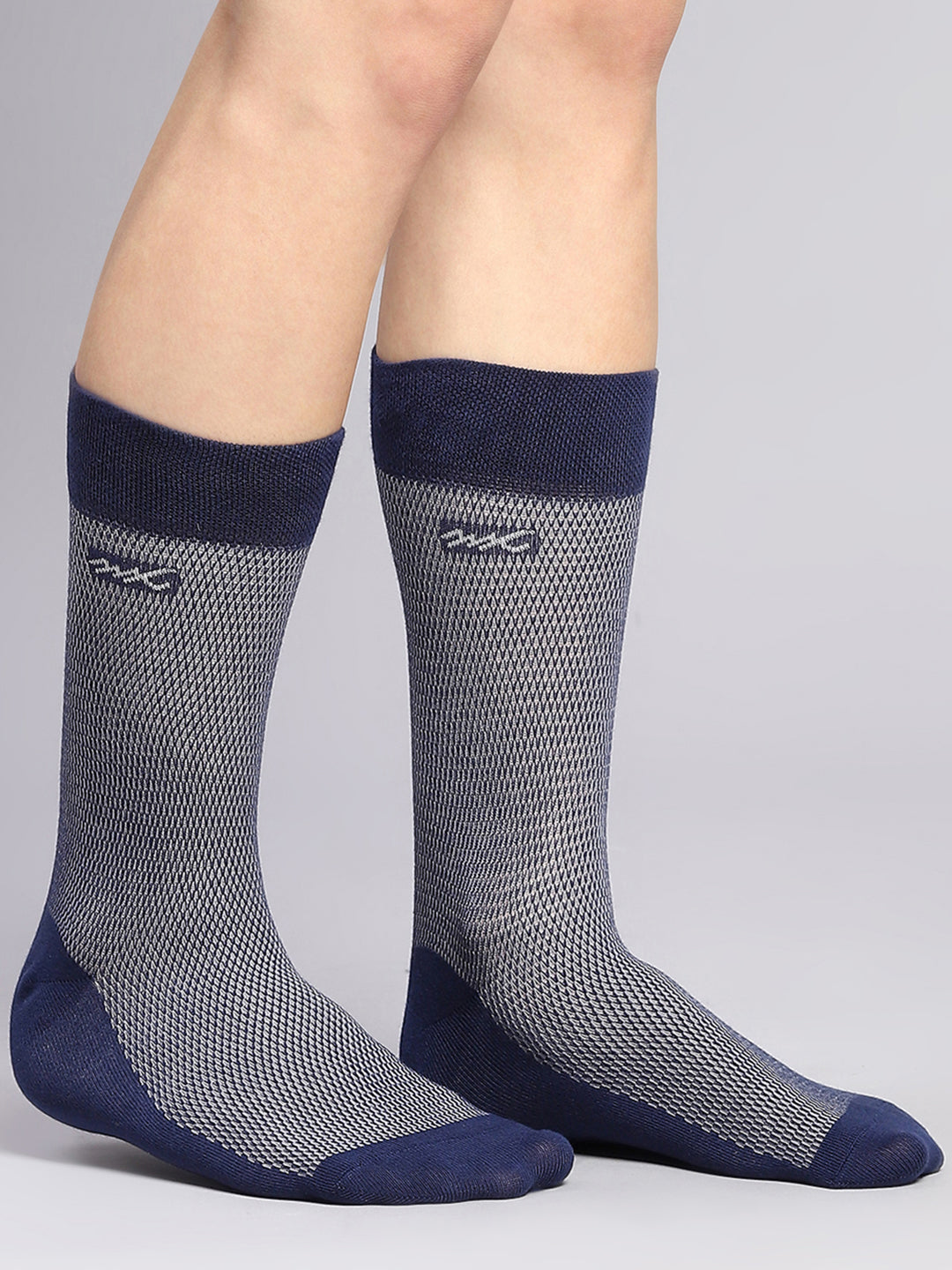 Men Cotton Blend Self Design Calf Length Socks (Pack of 3)