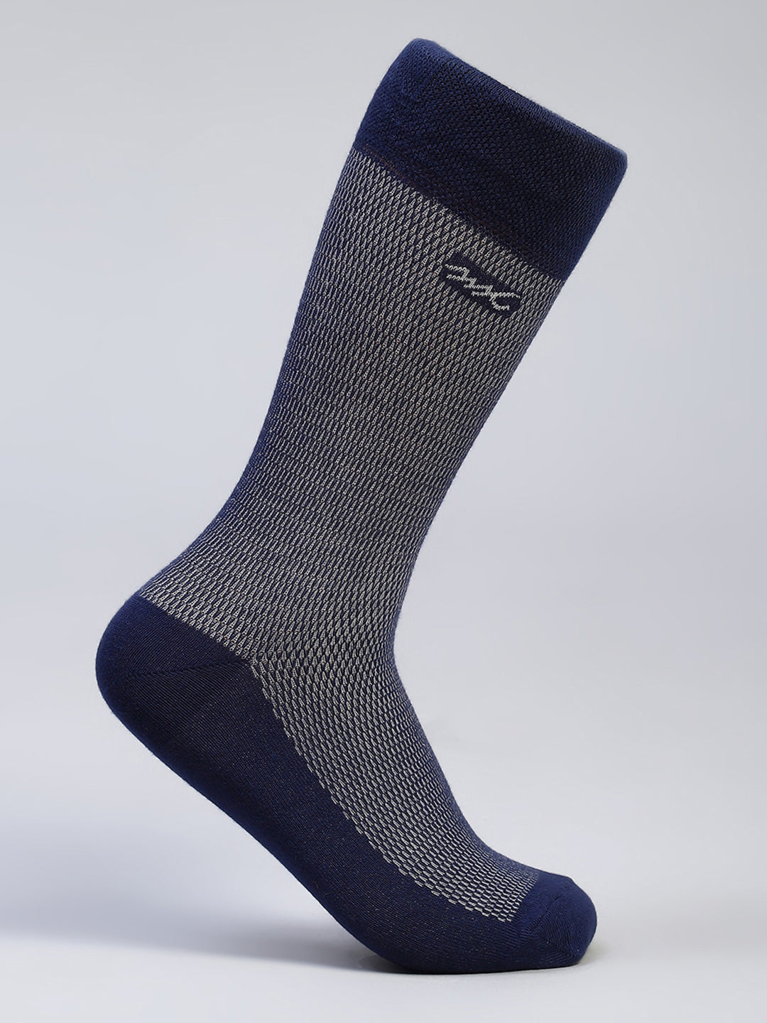 Men Cotton Blend Self Design Calf Length Socks (Pack of 3)