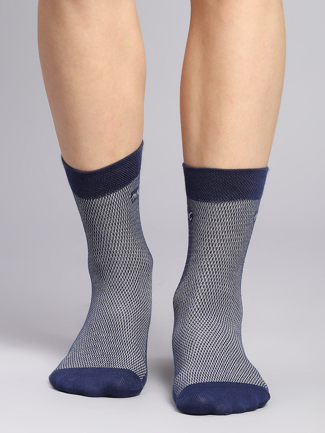 Men Cotton Blend Self Design Crew Length Socks (Pack of 3)