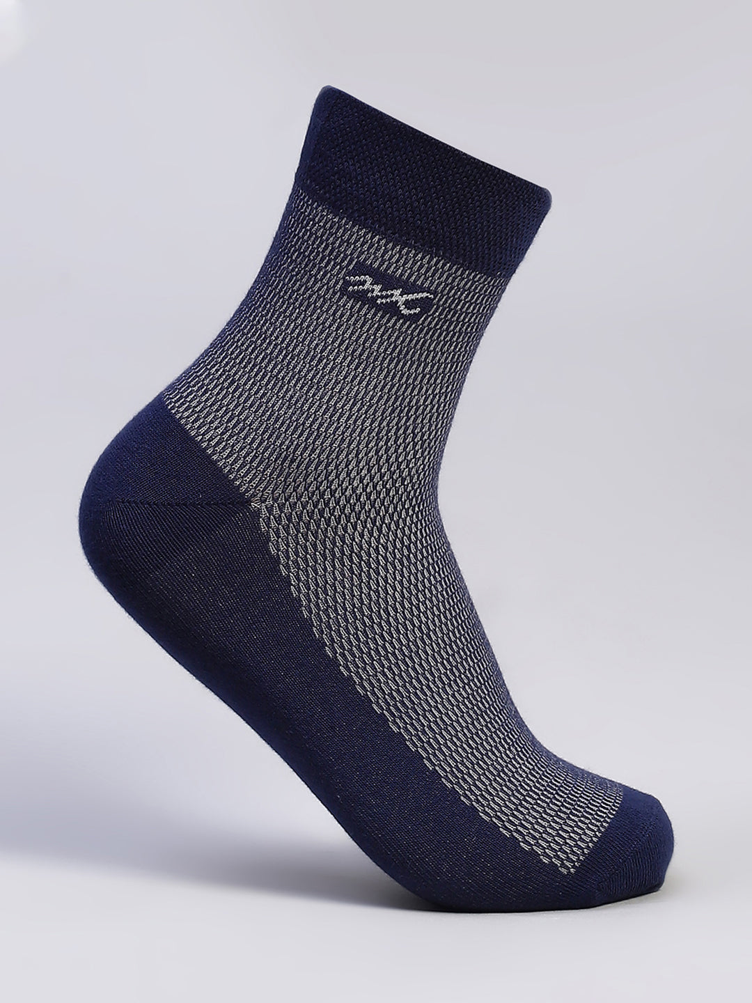 Men Cotton Blend Self Design Crew Length Socks (Pack of 3)