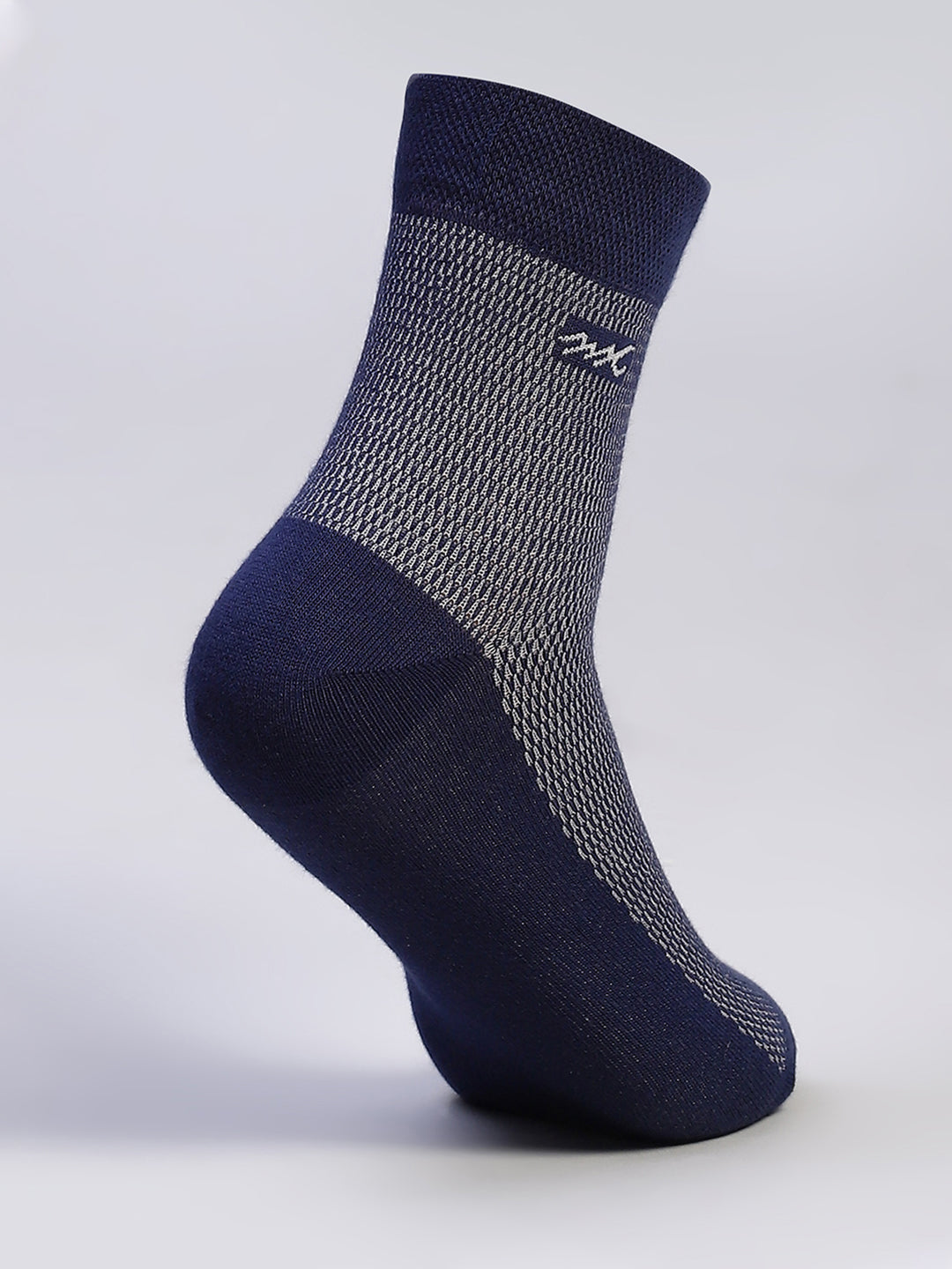 Men Cotton Blend Self Design Crew Length Socks (Pack of 3)