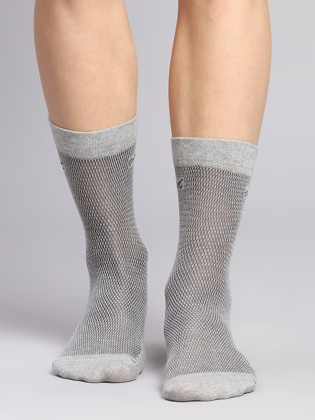 Men Cotton Blend Self Design Crew Length Socks (Pack of 3)