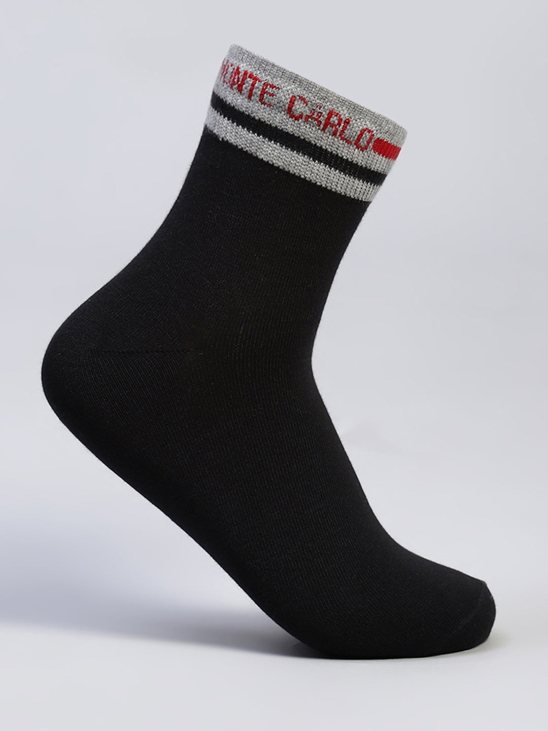 Men Cotton Blend Self Design Crew Length Socks (Pack of 3)