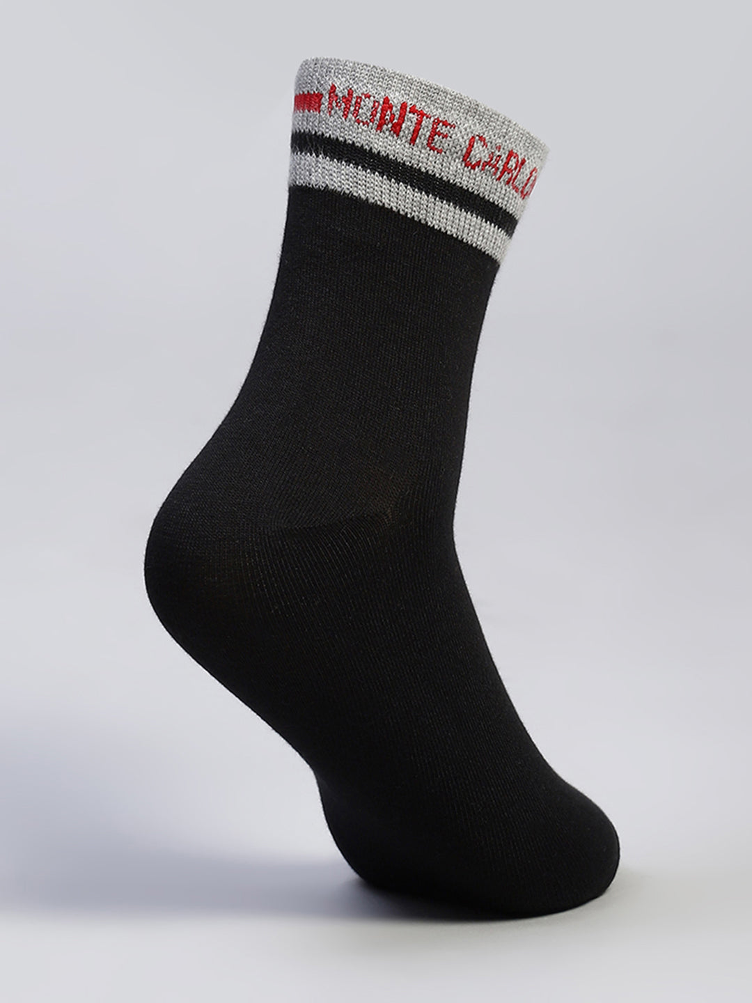 Men Cotton Blend Self Design Crew Length Socks (Pack of 3)