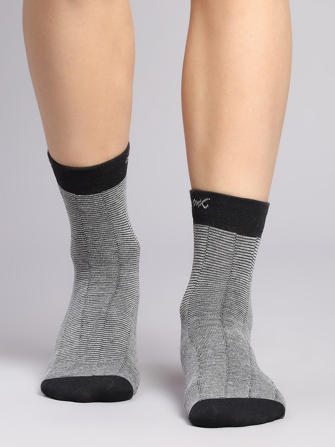 Men Cotton Blend Self Design Crew Length Socks (Pack of 3)