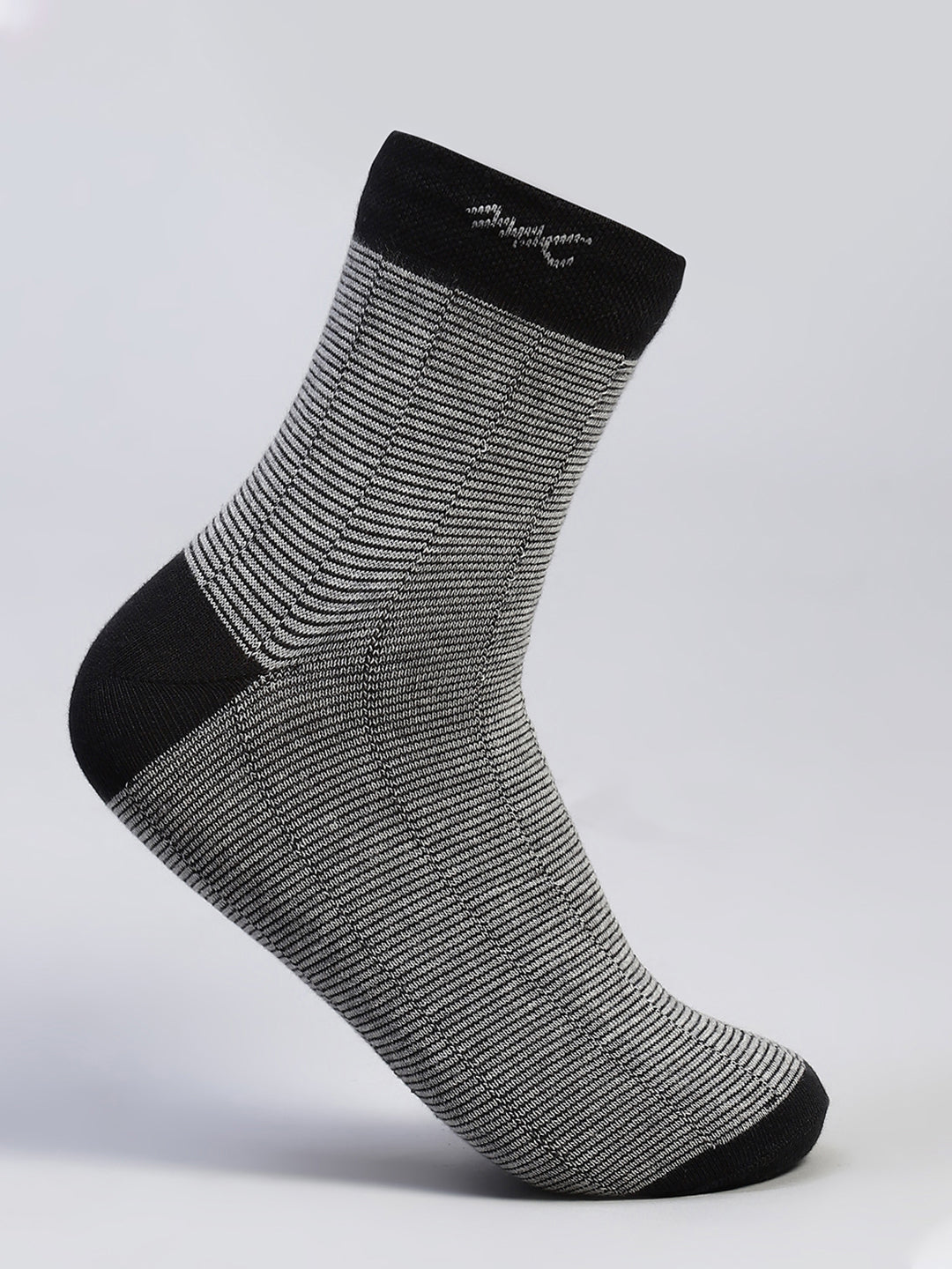 Men Cotton Blend Self Design Crew Length Socks (Pack of 3)
