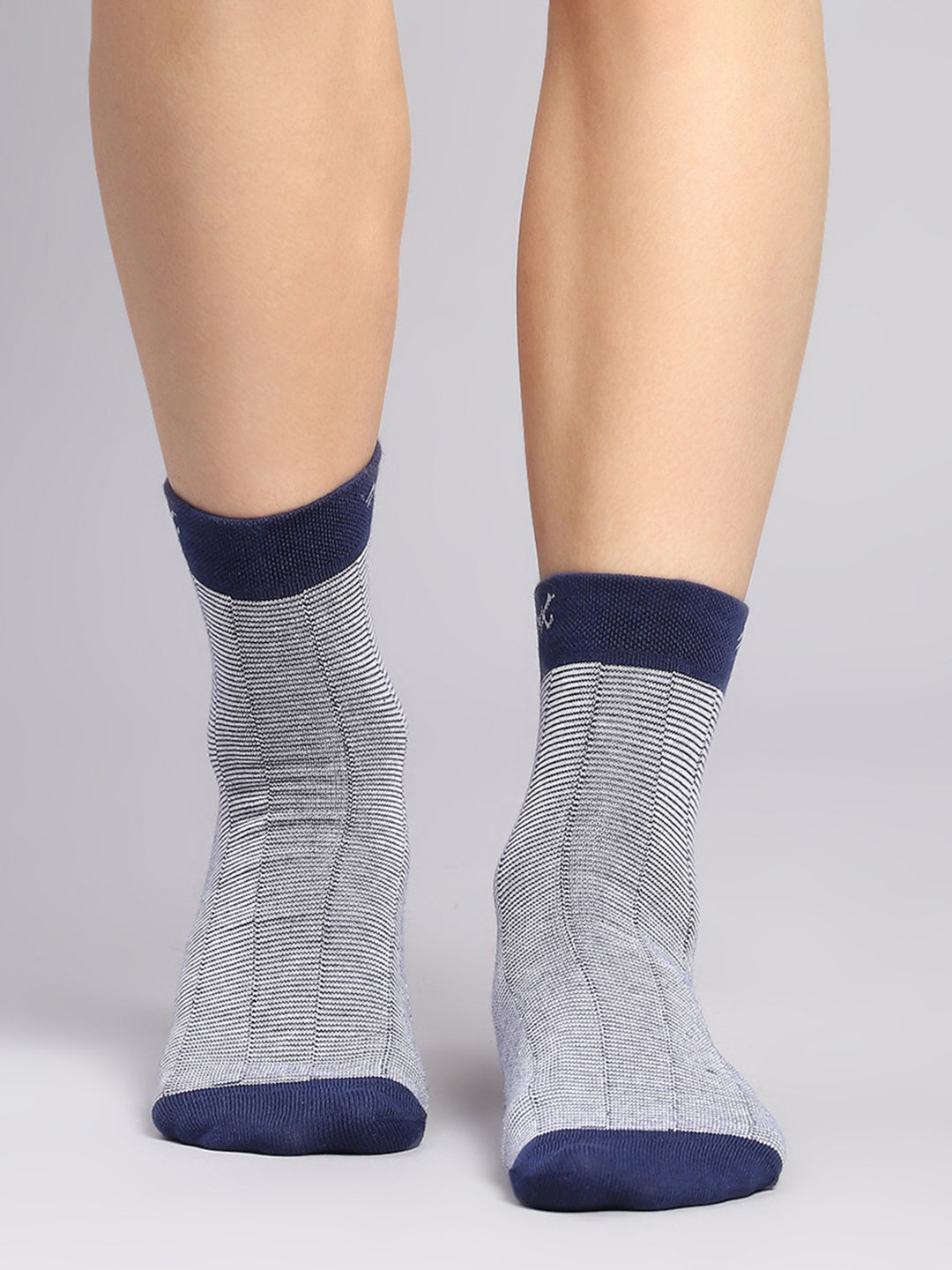 Men Cotton Blend Self Design Crew Length Socks (Pack of 3)