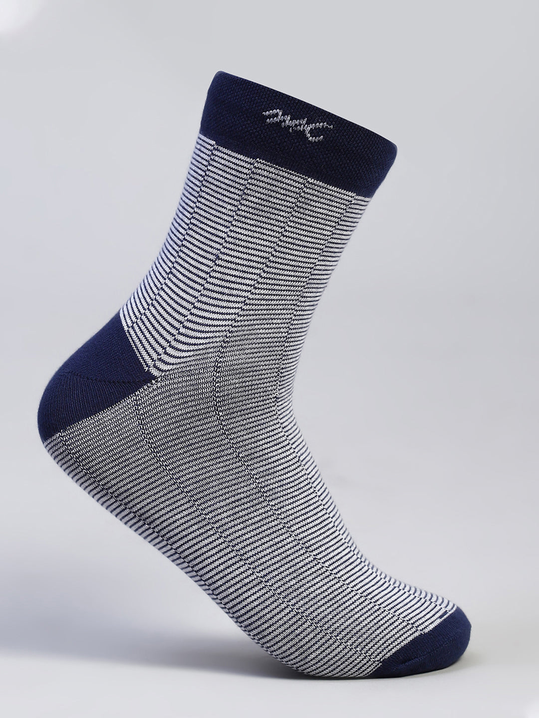 Men Cotton Blend Self Design Crew Length Socks (Pack of 3)