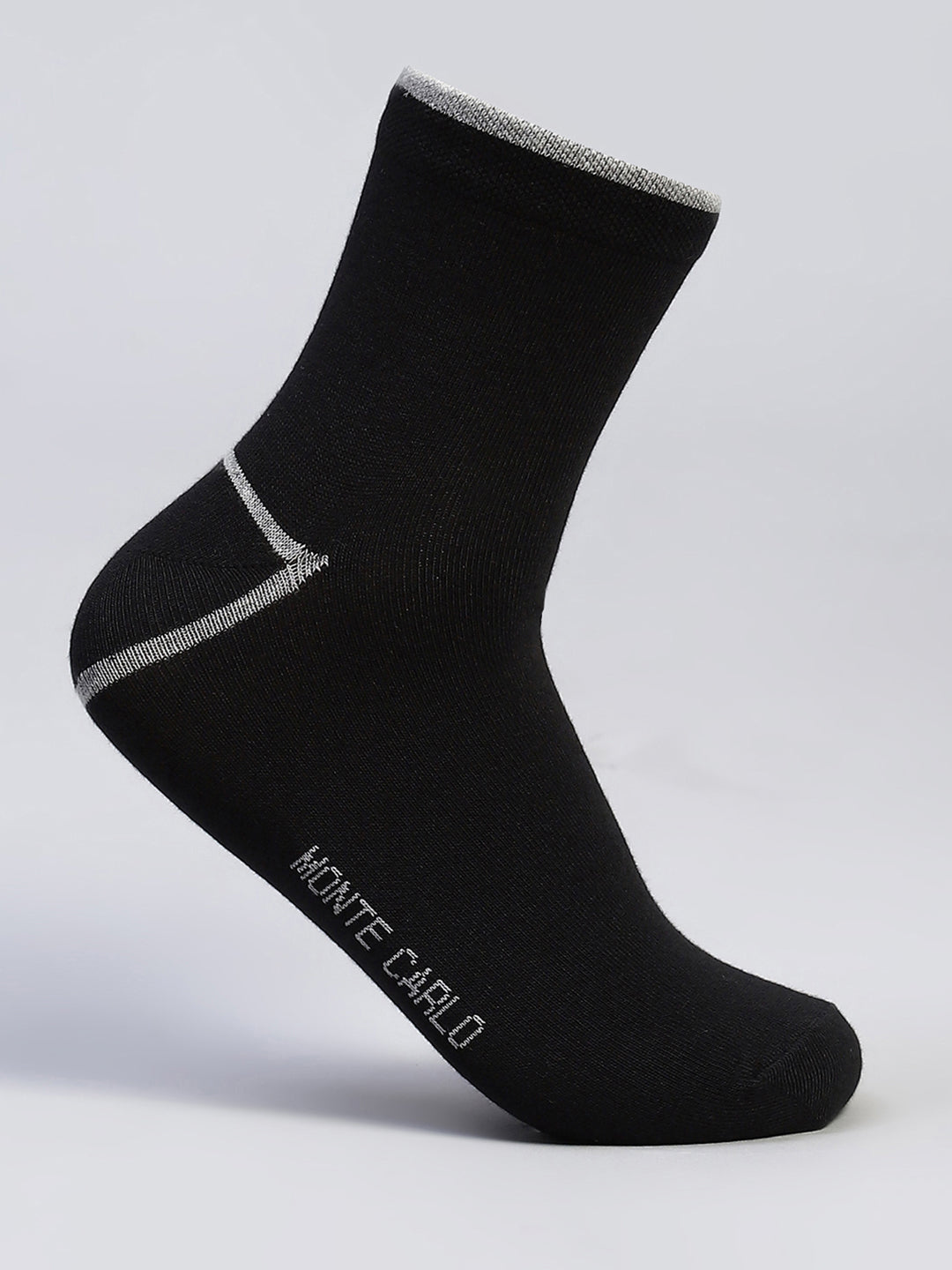 Men Cotton Blend Self Design Crew Length Socks (Pack of 3)