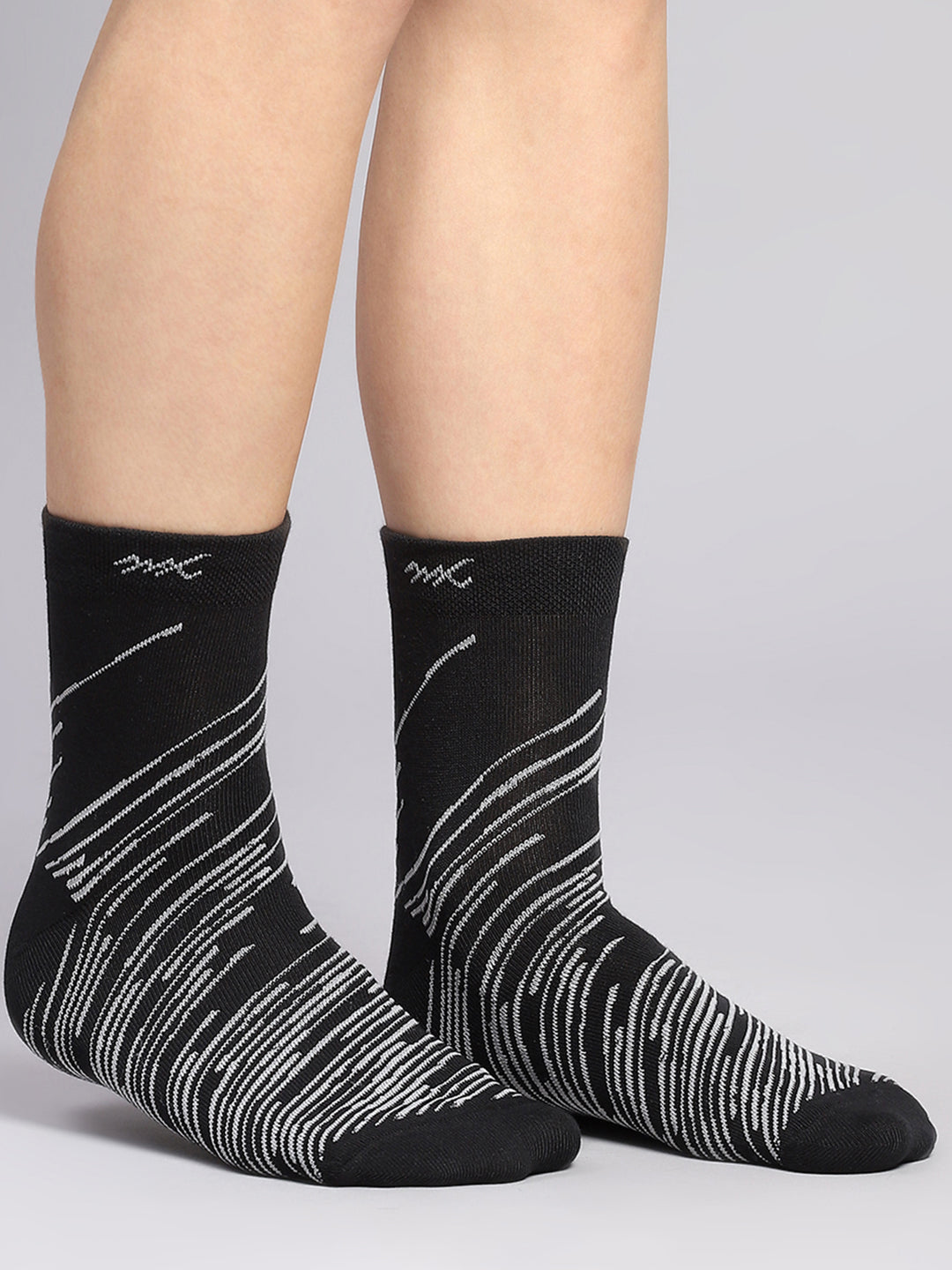 Men Cotton Blend Self Design Crew Length Socks (Pack of 3)
