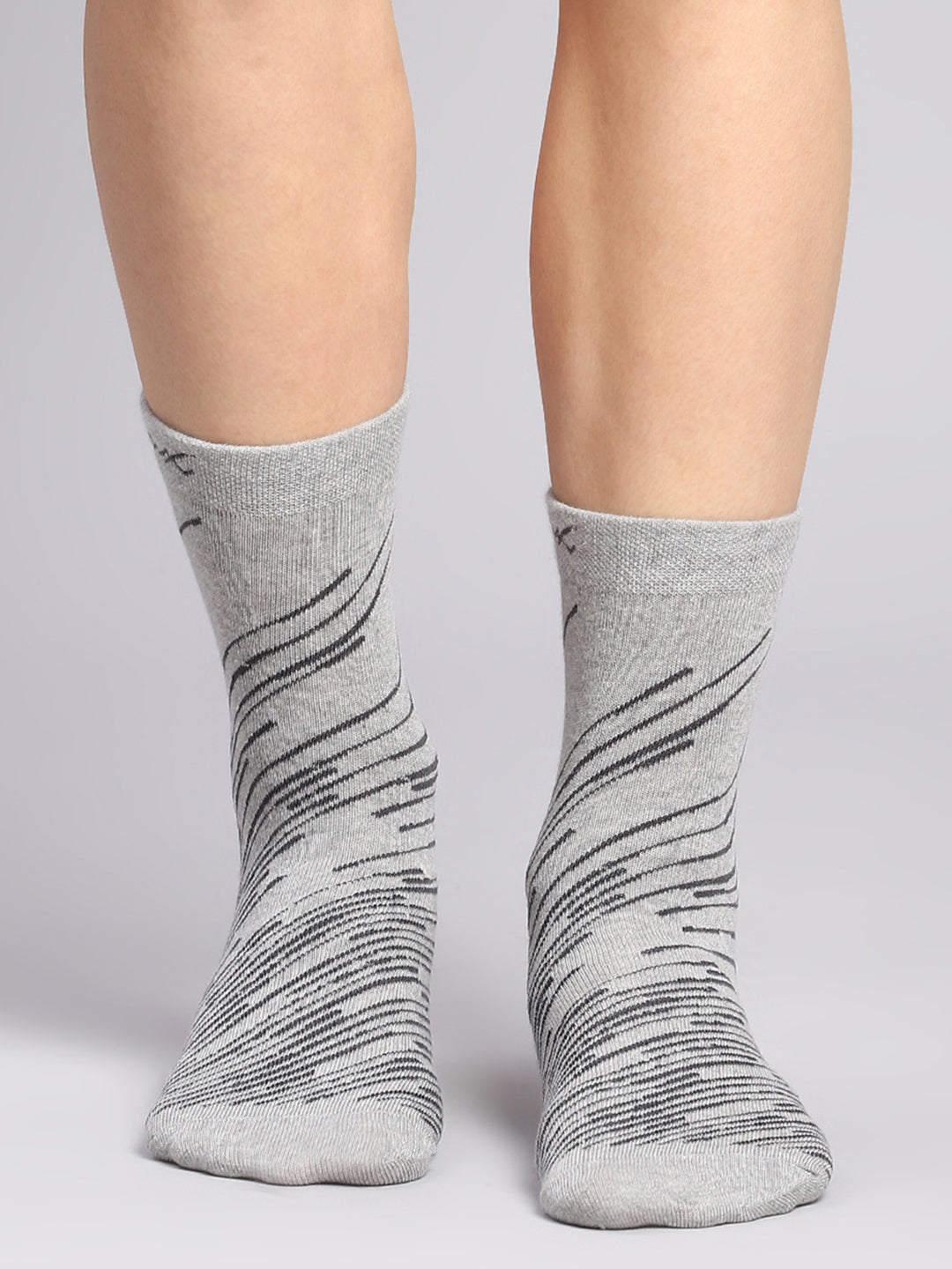 Men Cotton Blend Self Design Crew Length Socks (Pack of 3)