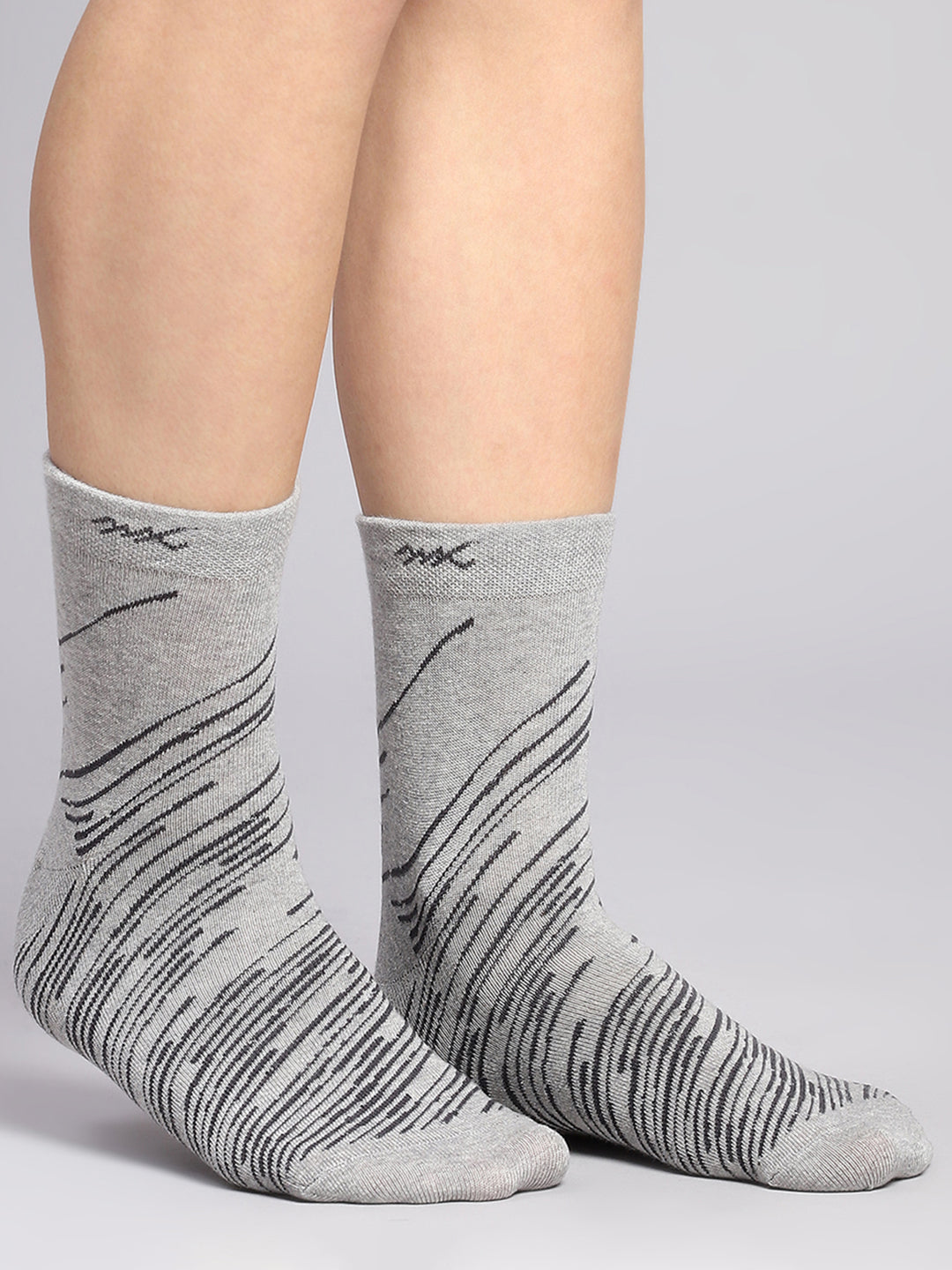 Men Cotton Blend Self Design Crew Length Socks (Pack of 3)