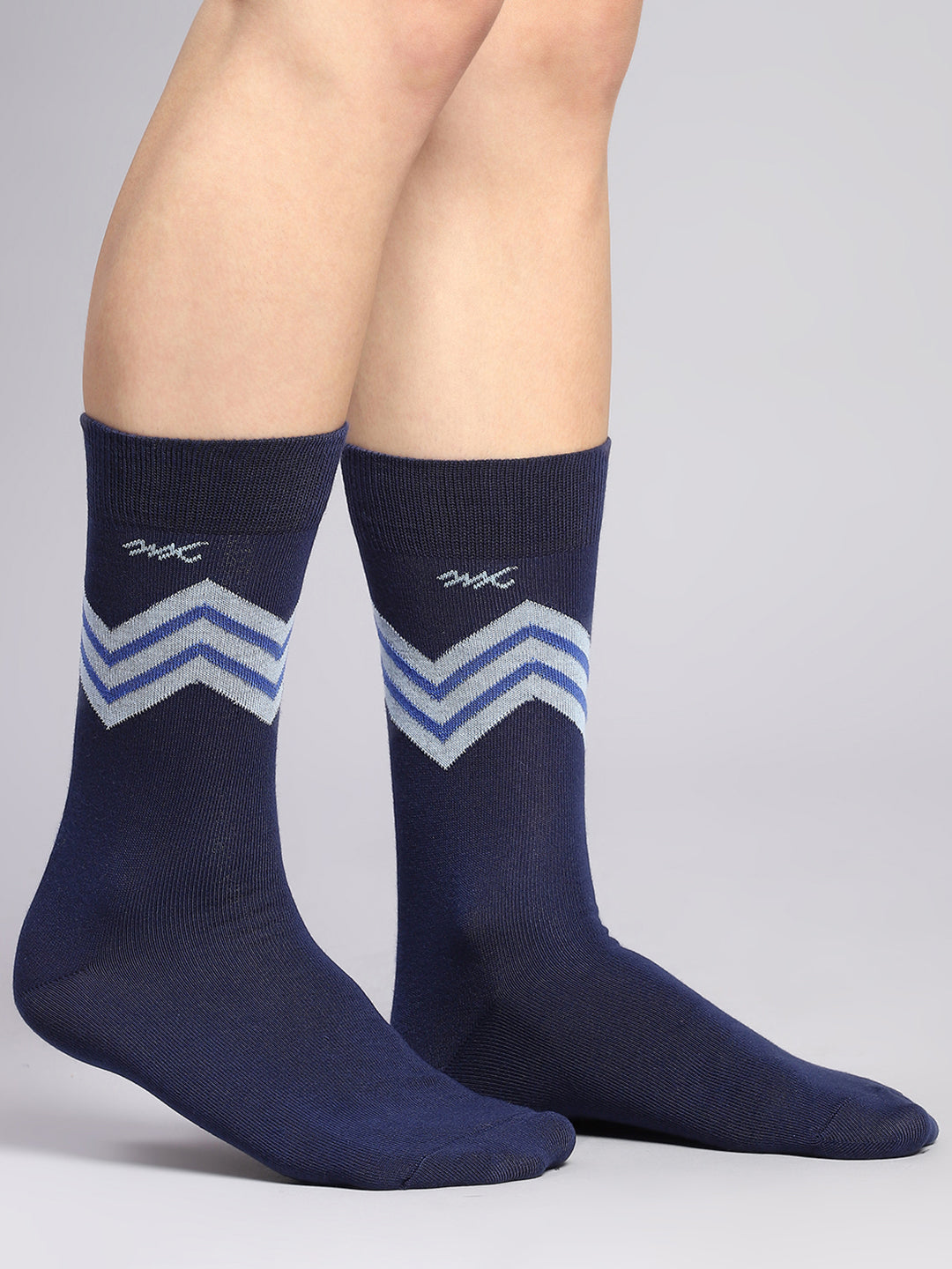 Men Cotton Blend Self Design Calf Length Socks (Pack of 3)