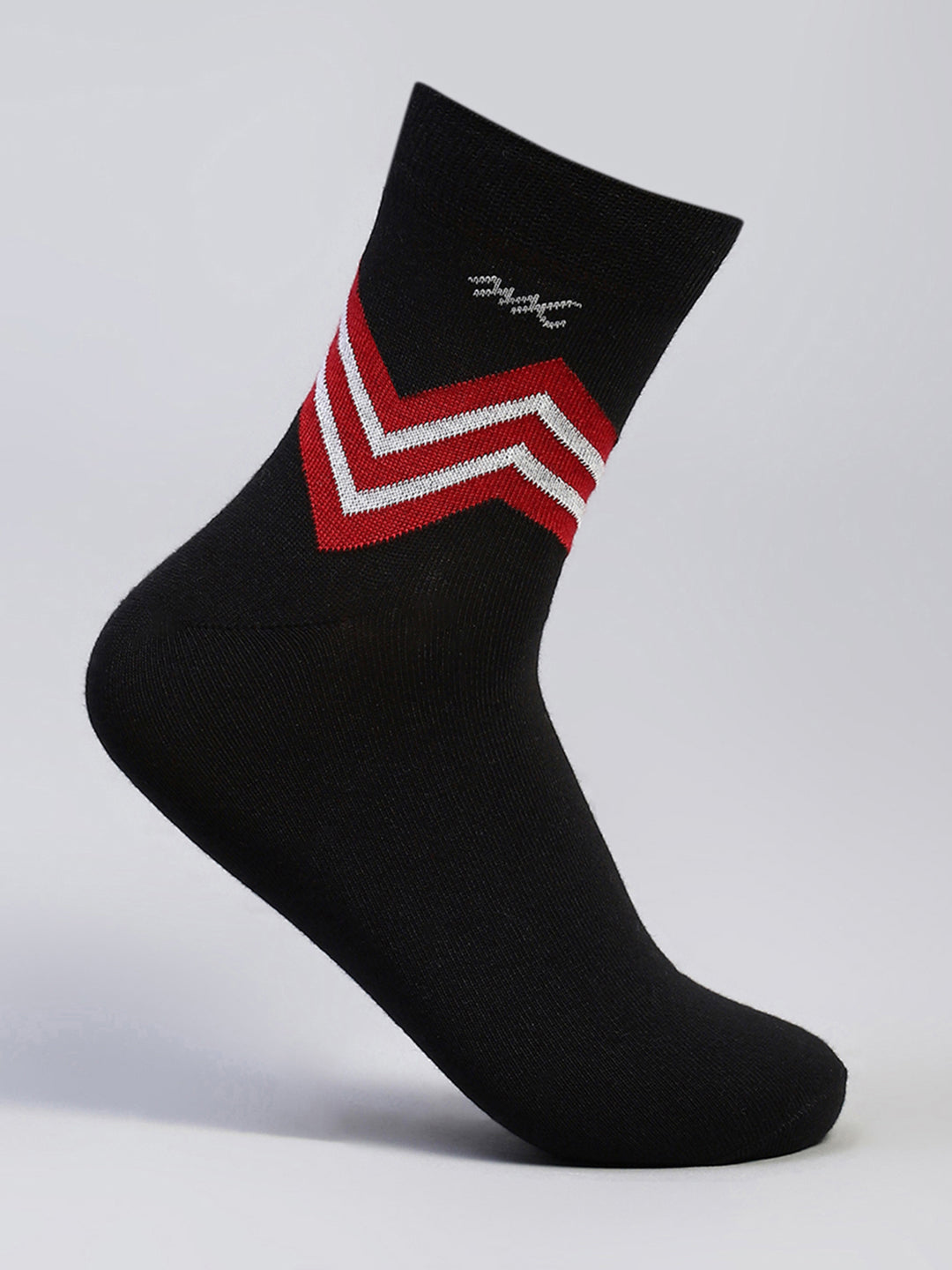 Men Cotton Blend Self Design Crew Length Socks (Pack of 3)
