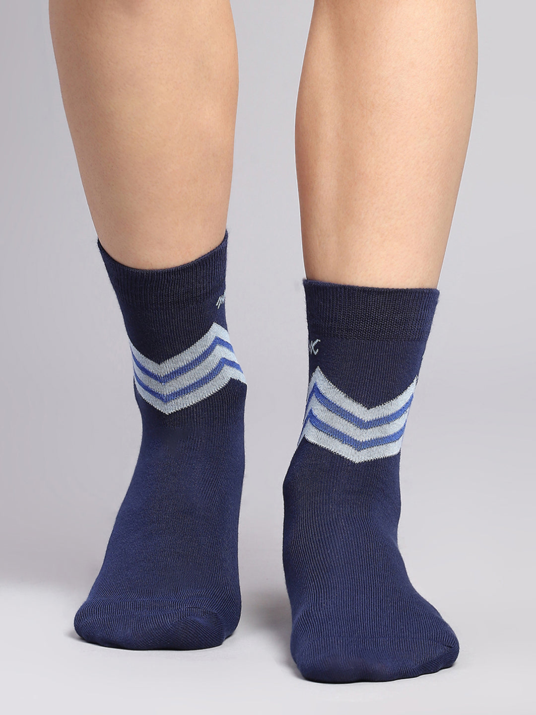 Men Cotton Blend Self Design Crew Length Socks (Pack of 3)