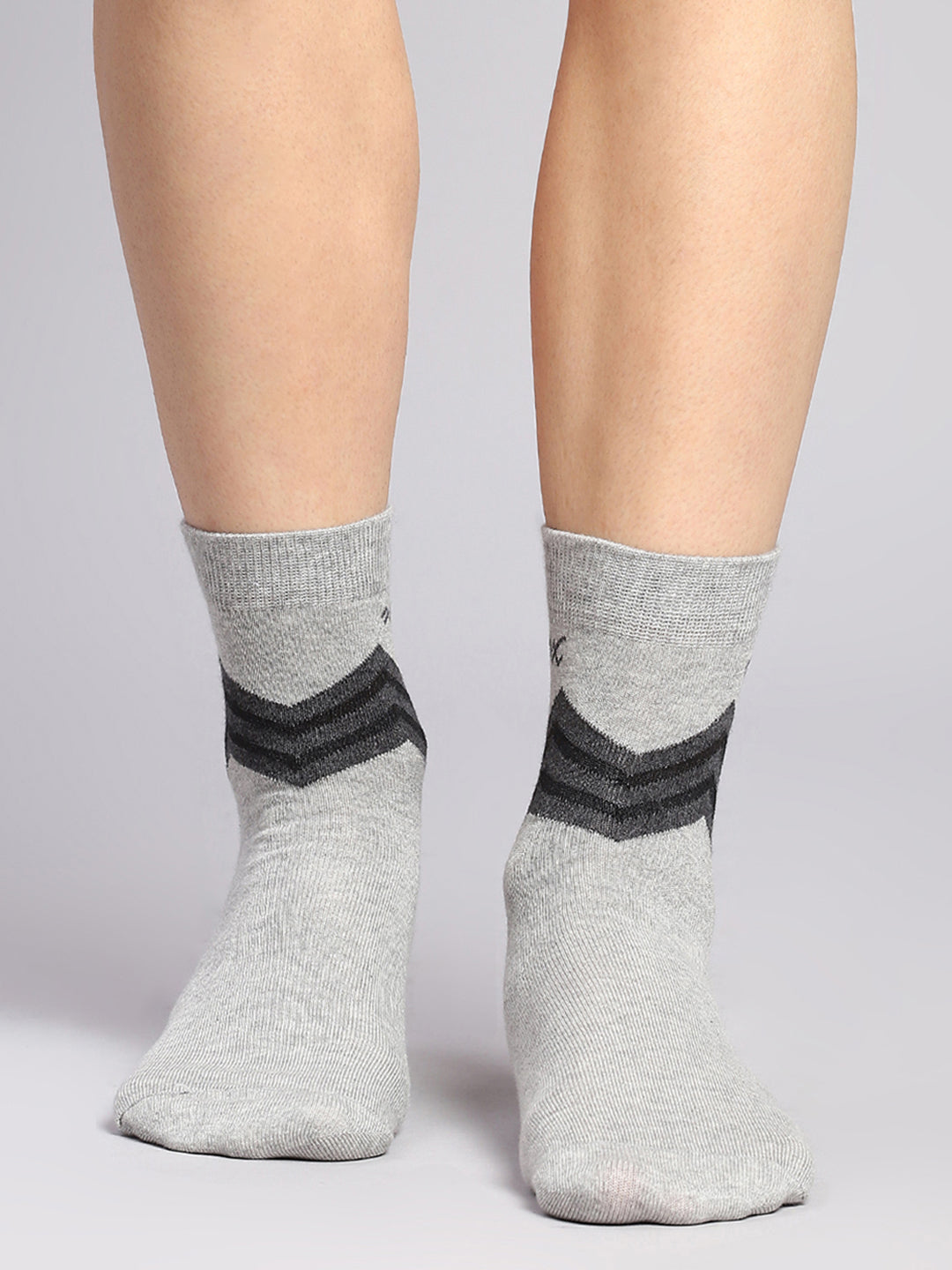 Men Cotton Blend Self Design Crew Length Socks (Pack of 3)