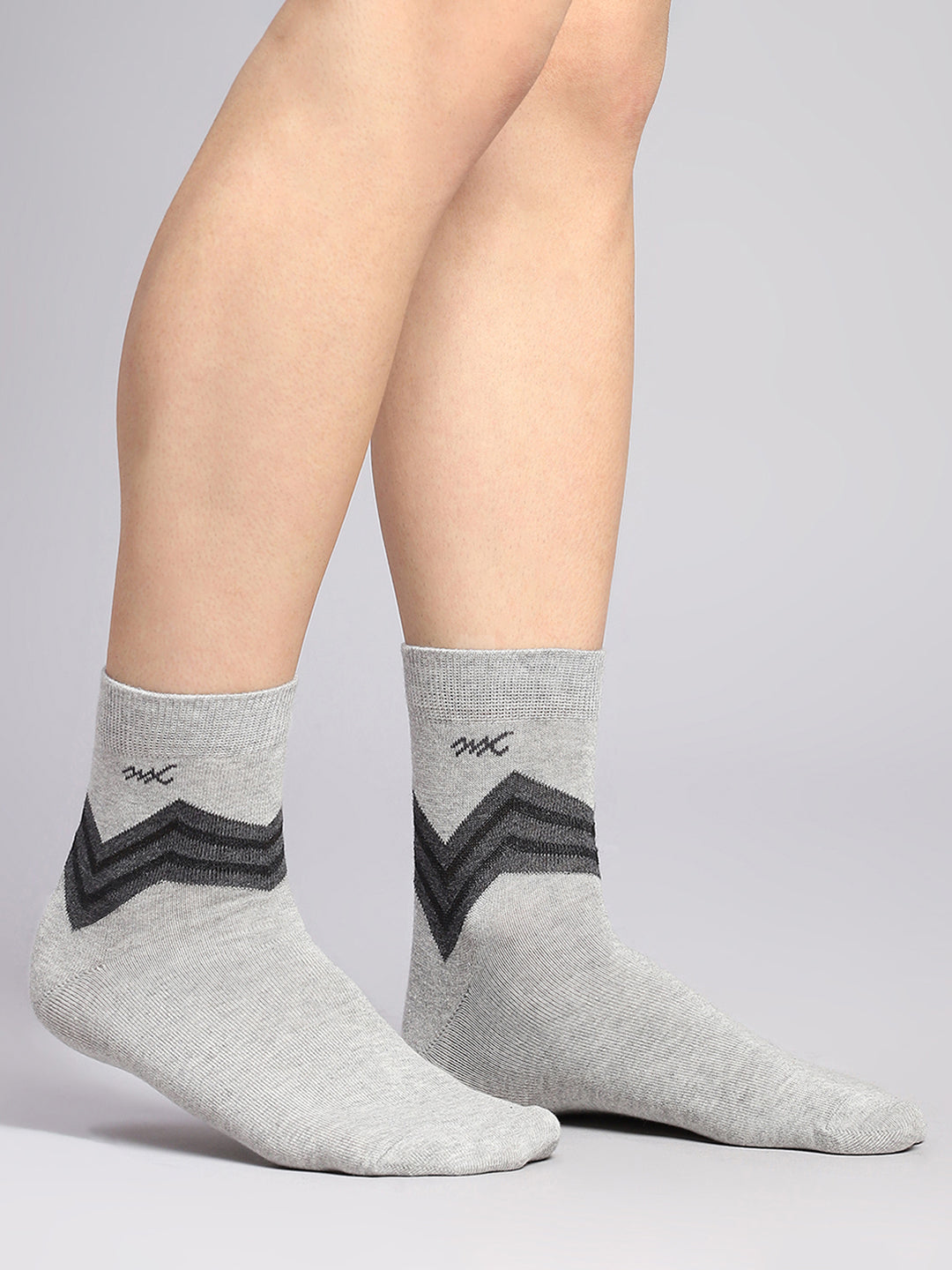 Men Cotton Blend Self Design Crew Length Socks (Pack of 3)