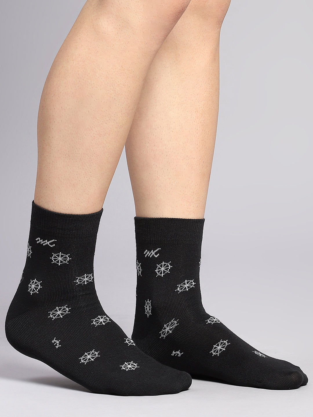 Men Cotton Blend Self Design Crew Length Socks (Pack of 3)