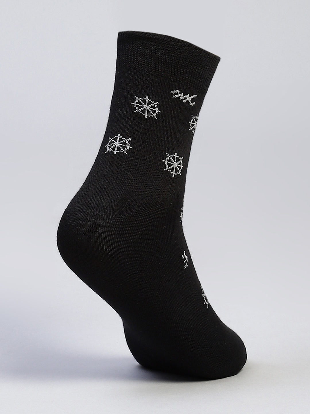 Men Cotton Blend Self Design Crew Length Socks (Pack of 3)