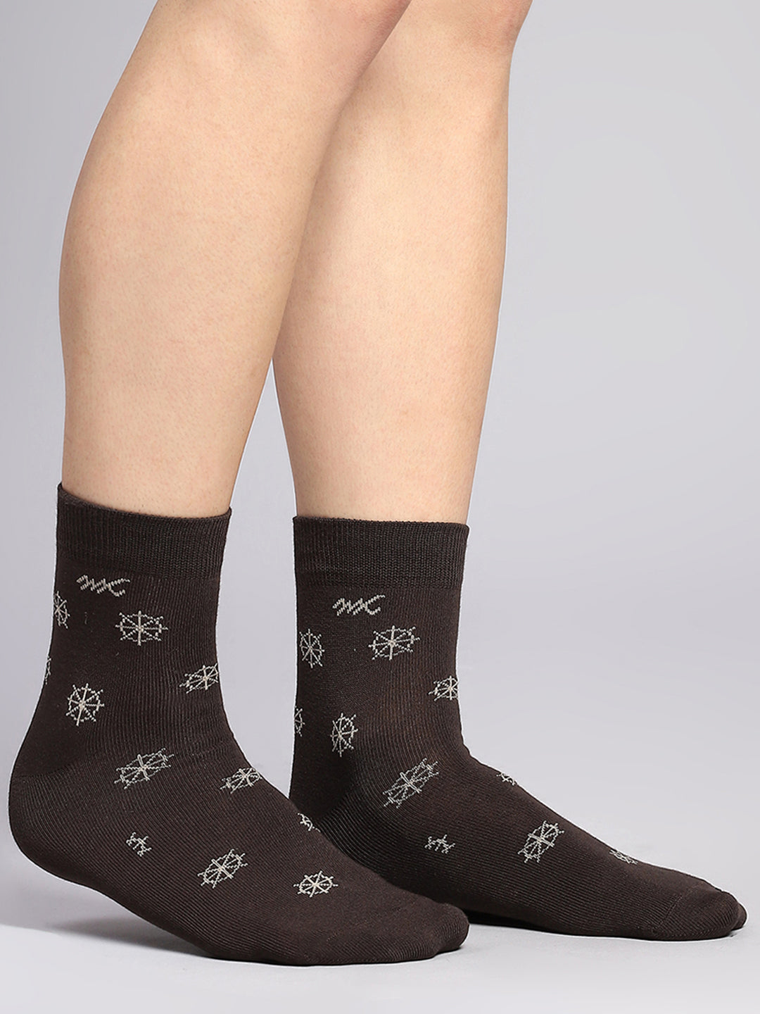 Men Cotton Blend Self Design Crew Length Socks (Pack of 3)