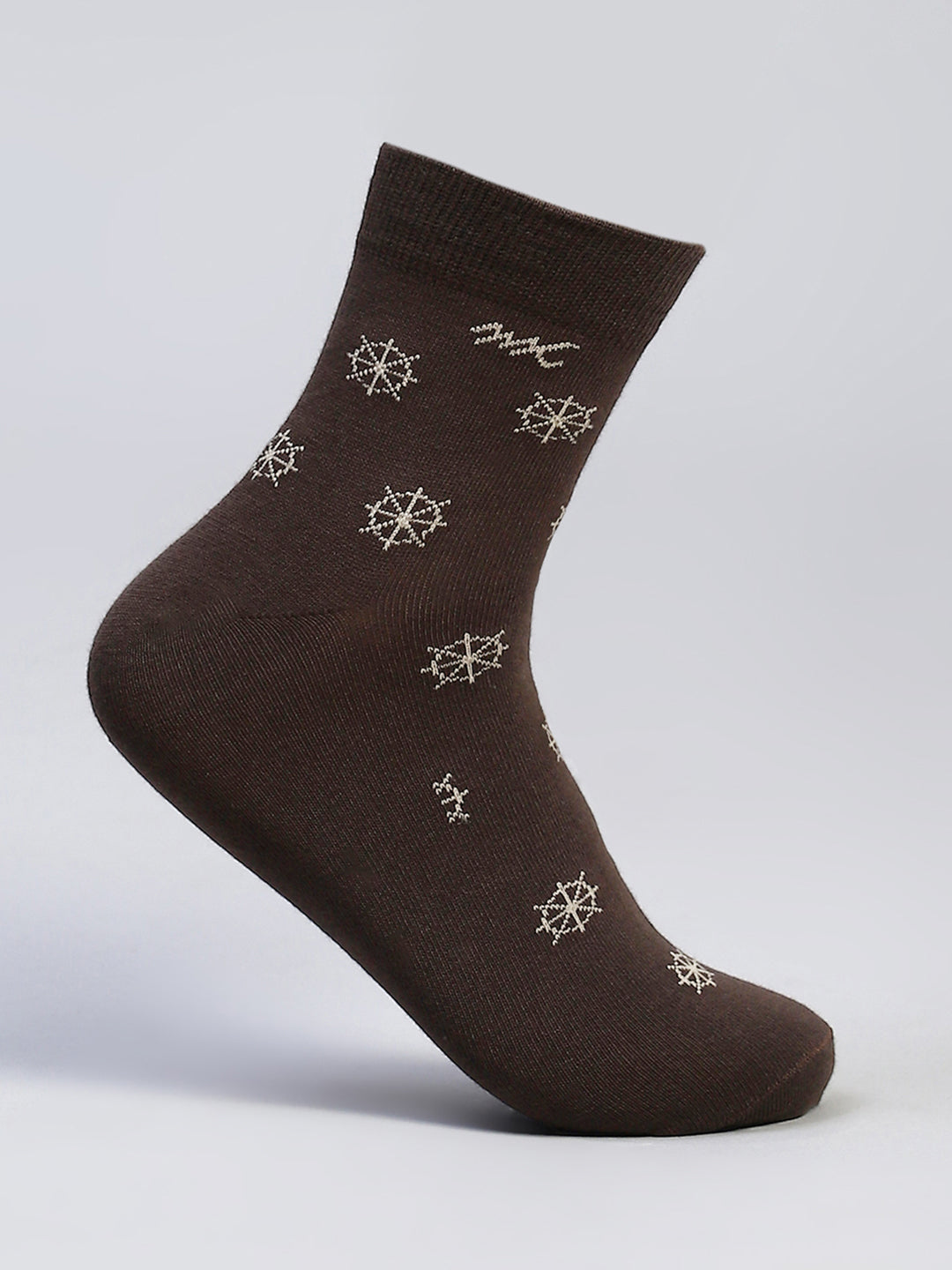 Men Cotton Blend Self Design Crew Length Socks (Pack of 3)