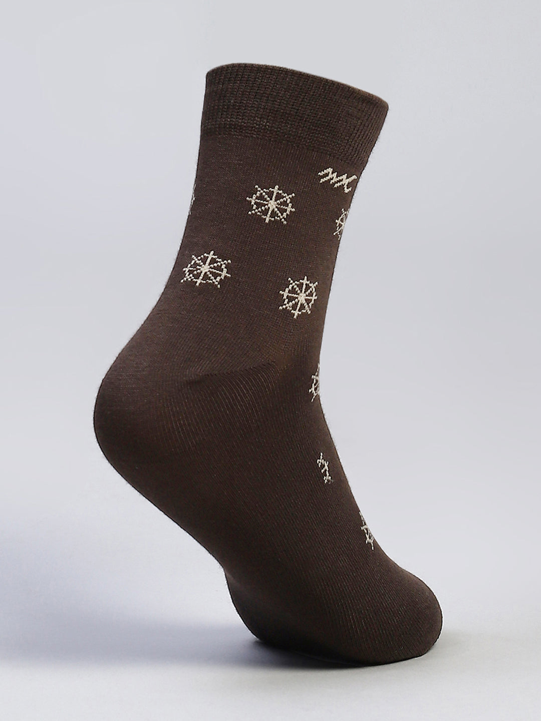Men Cotton Blend Self Design Crew Length Socks (Pack of 3)