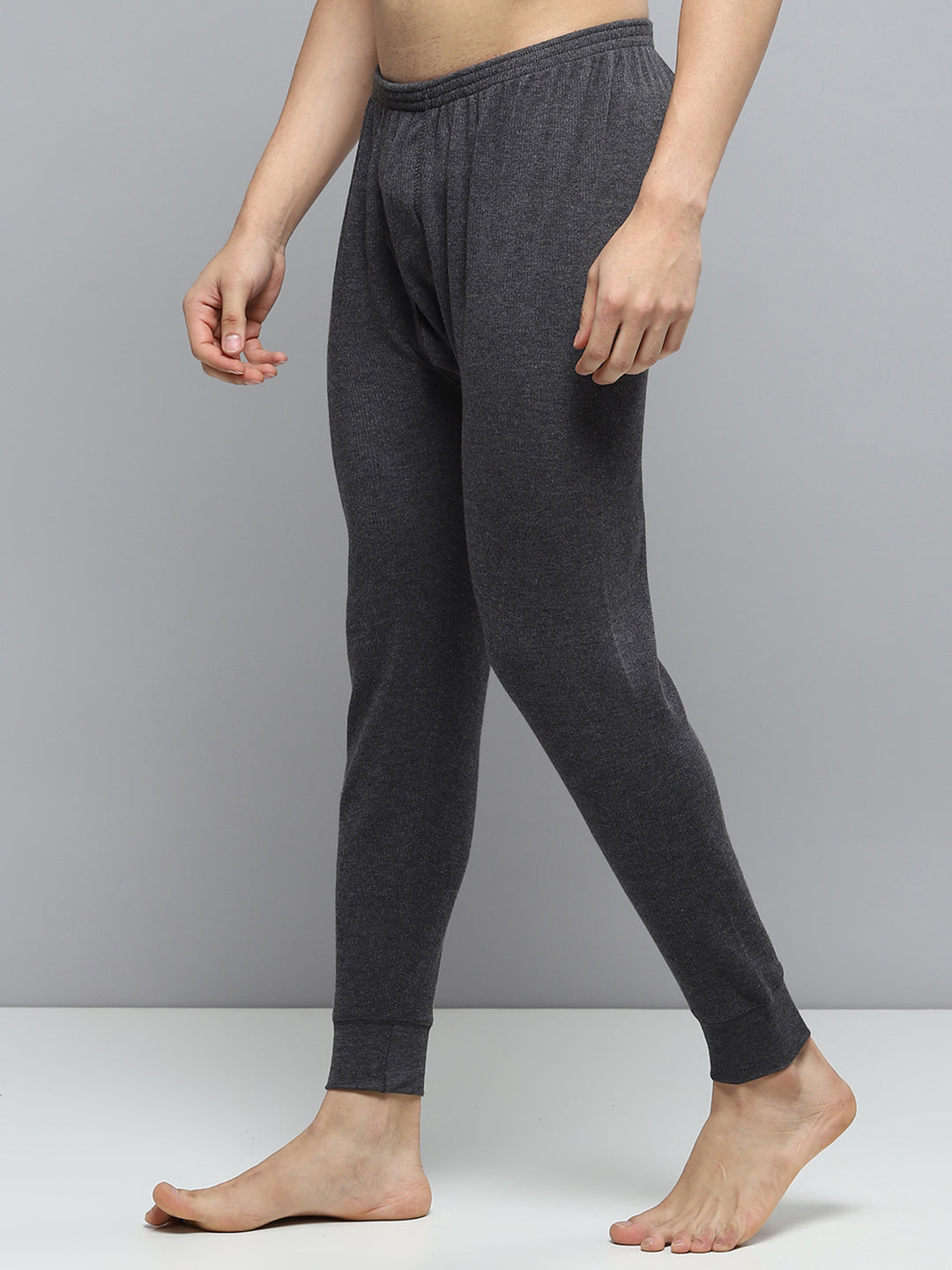 Men Charcoal Solid Thermal Lower