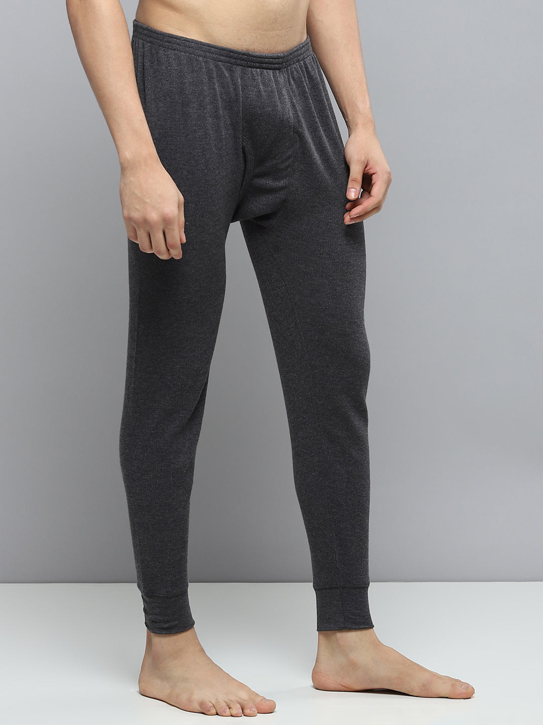 Men Charcoal Solid Thermal Lower