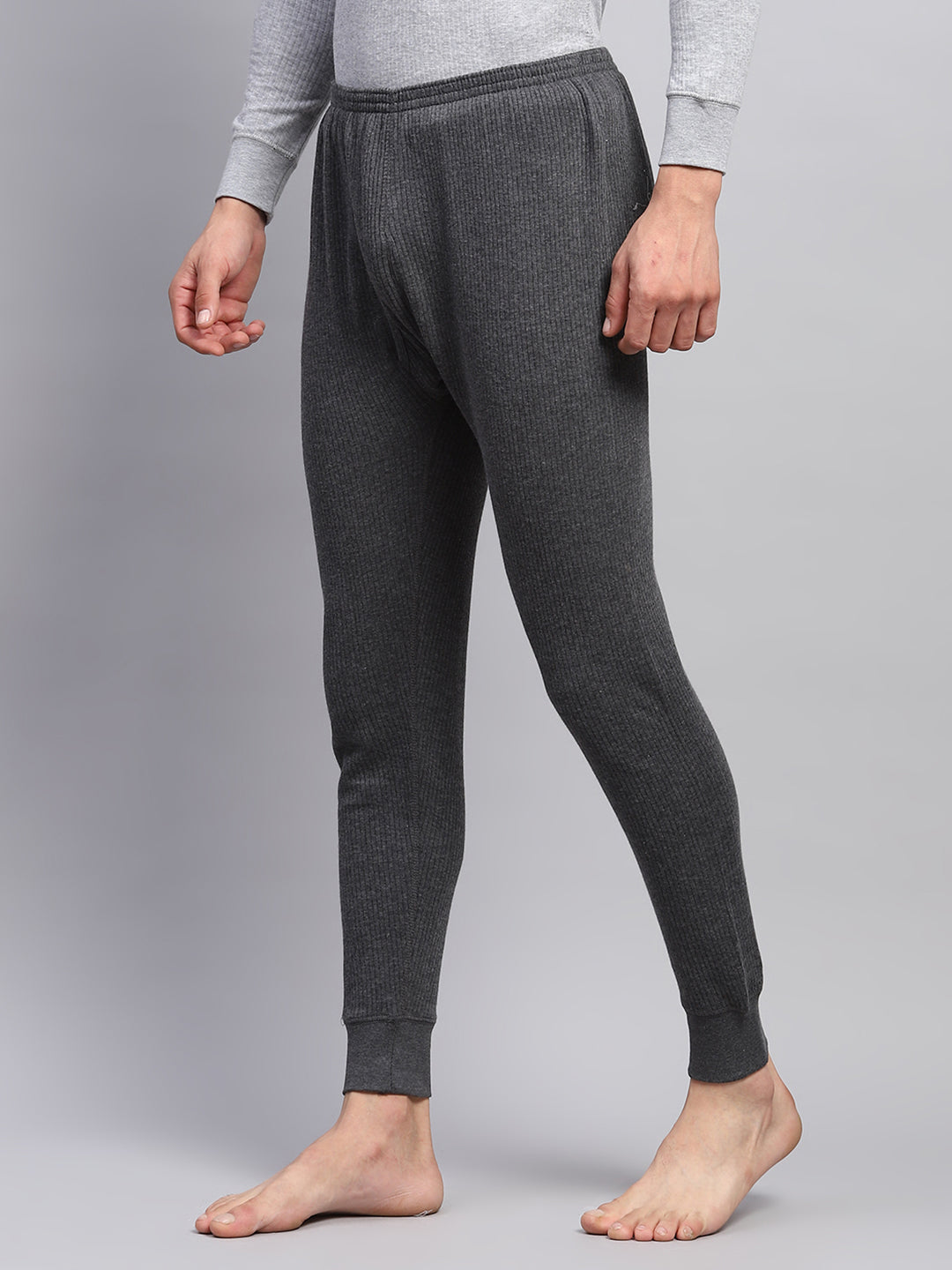 Men Charcoal Solid Thermal Lower