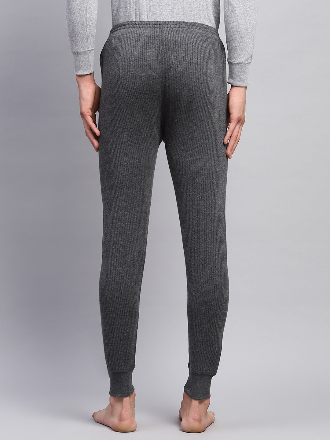 Men Charcoal Solid Thermal Lower