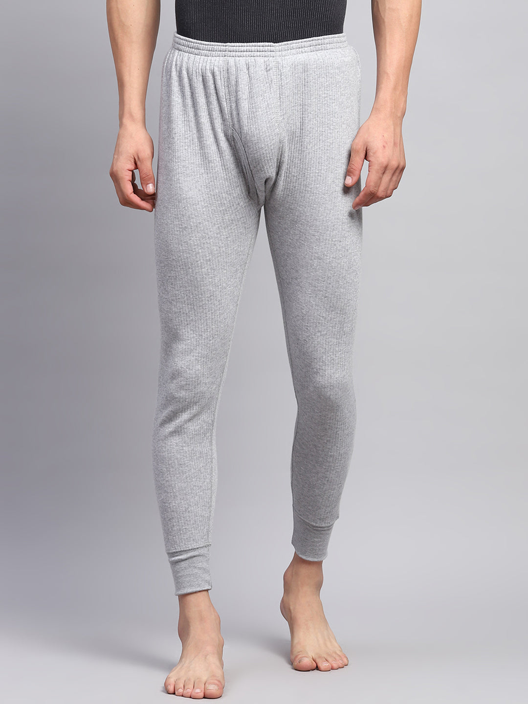 Men Grey Solid Thermal Lower