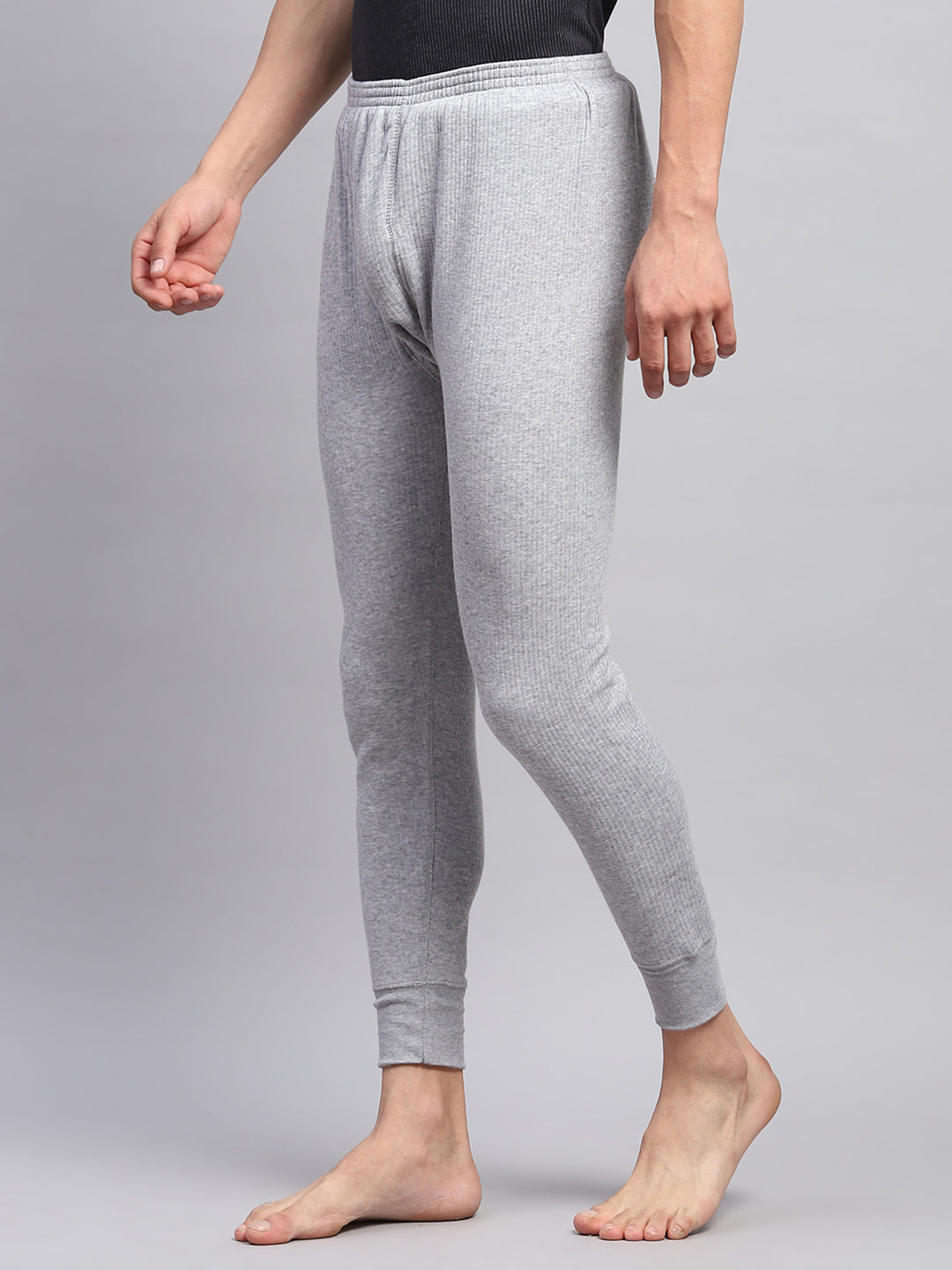 Men Grey Solid Thermal Lower