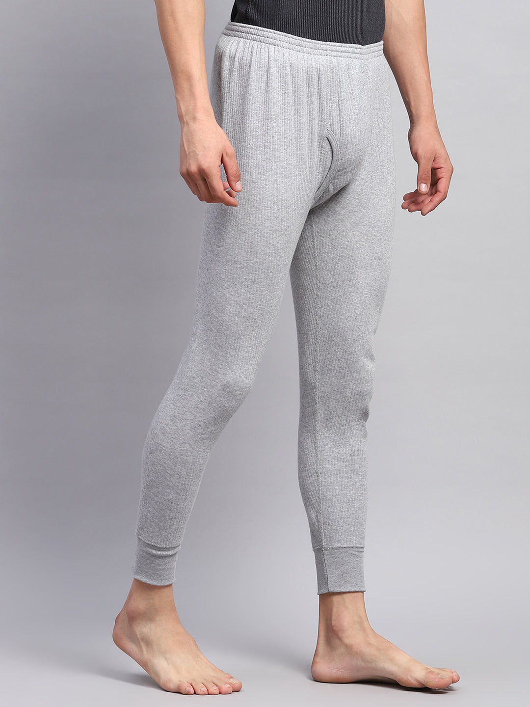 Men Grey Solid Thermal Lower