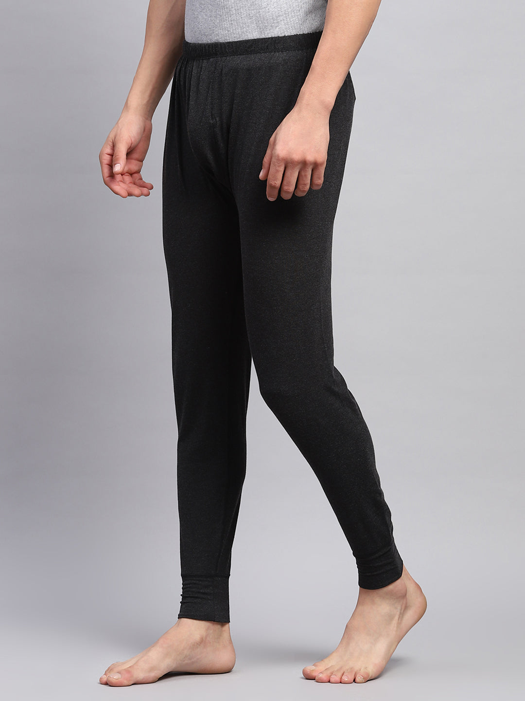 Men Black Solid Thermal Lower