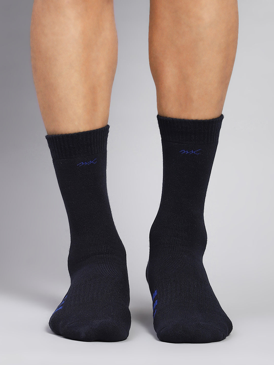 Men Cotton Blend Solid Calf Length Socks (Pack of 3)