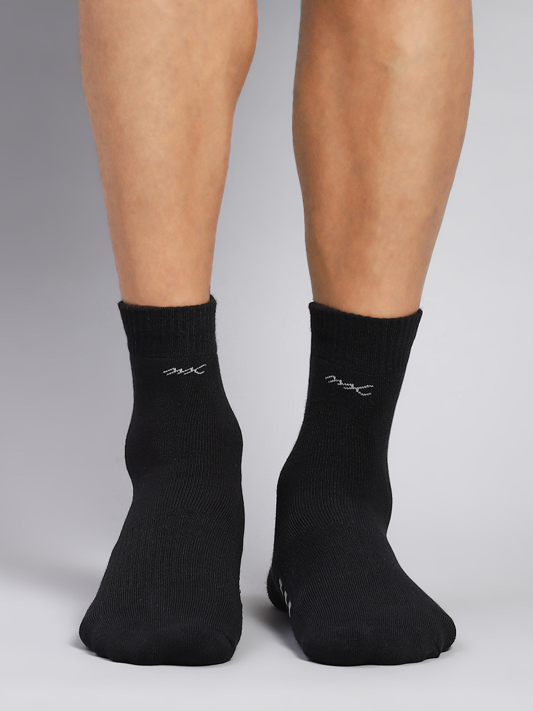 Men Cotton Blend Solid Calf Length Socks (Pack of 3)