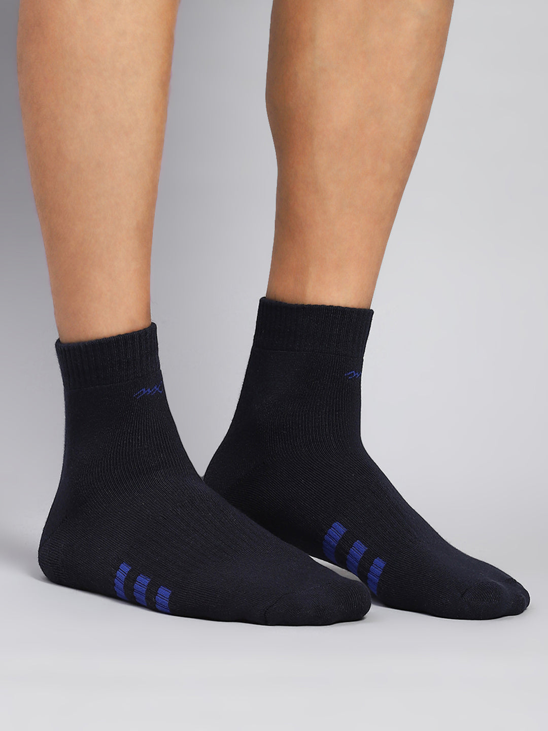 Men Cotton Blend Solid Calf Length Socks (Pack of 3)