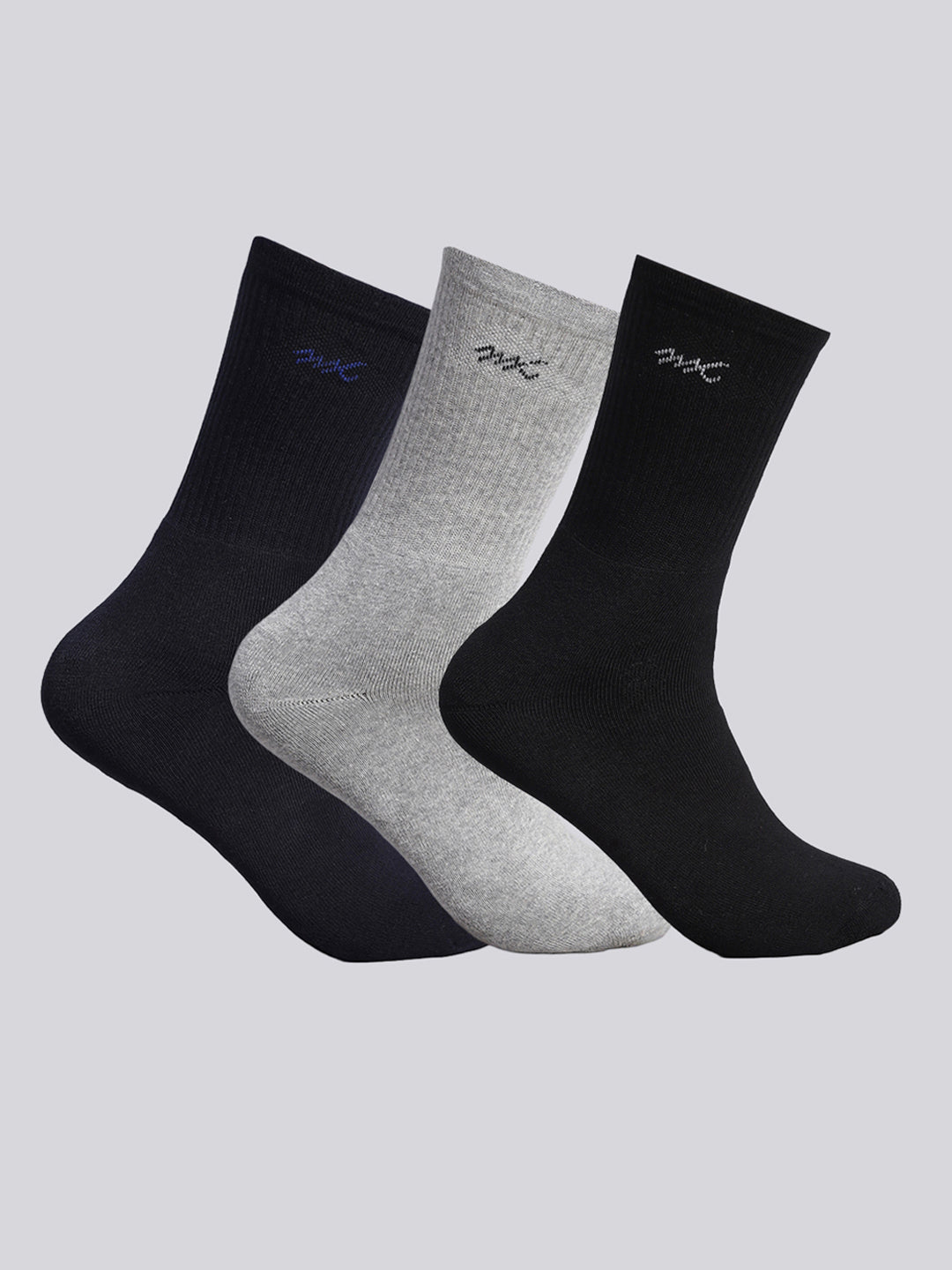 Men Cotton Blend Solid Calf Length Socks (Pack of 3)