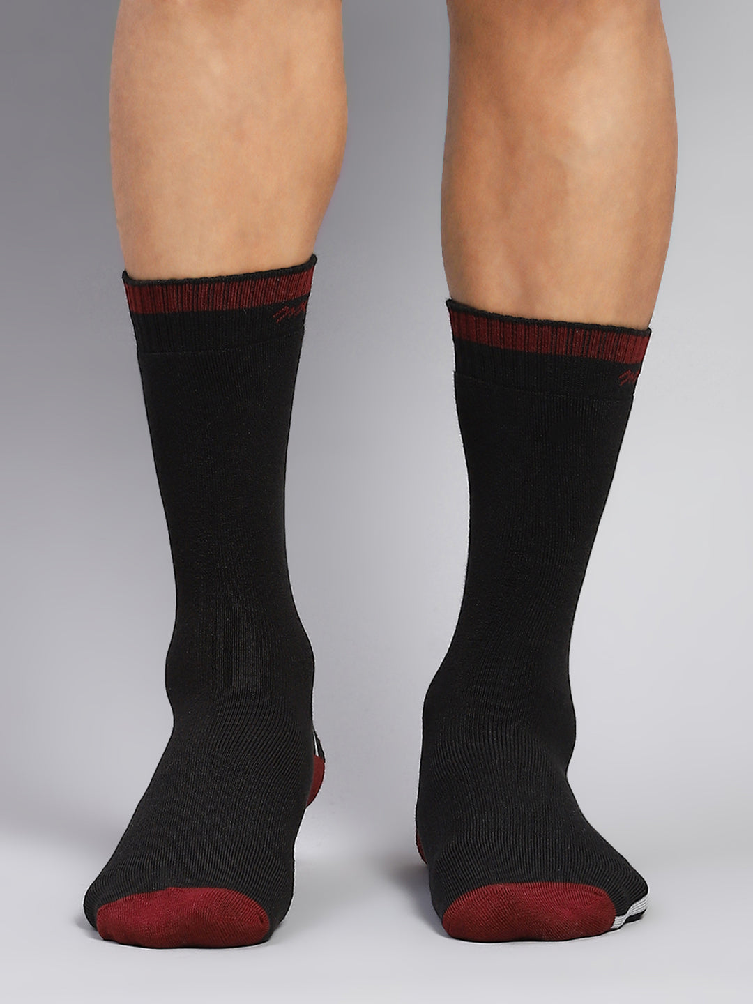 Men Cotton Blend Self Design Calf Length Socks (Pack of 3)