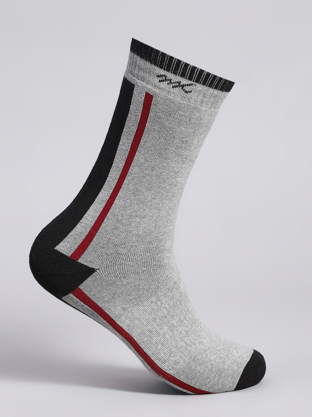 Men Cotton Blend Self Design Calf Length Socks (Pack of 3)