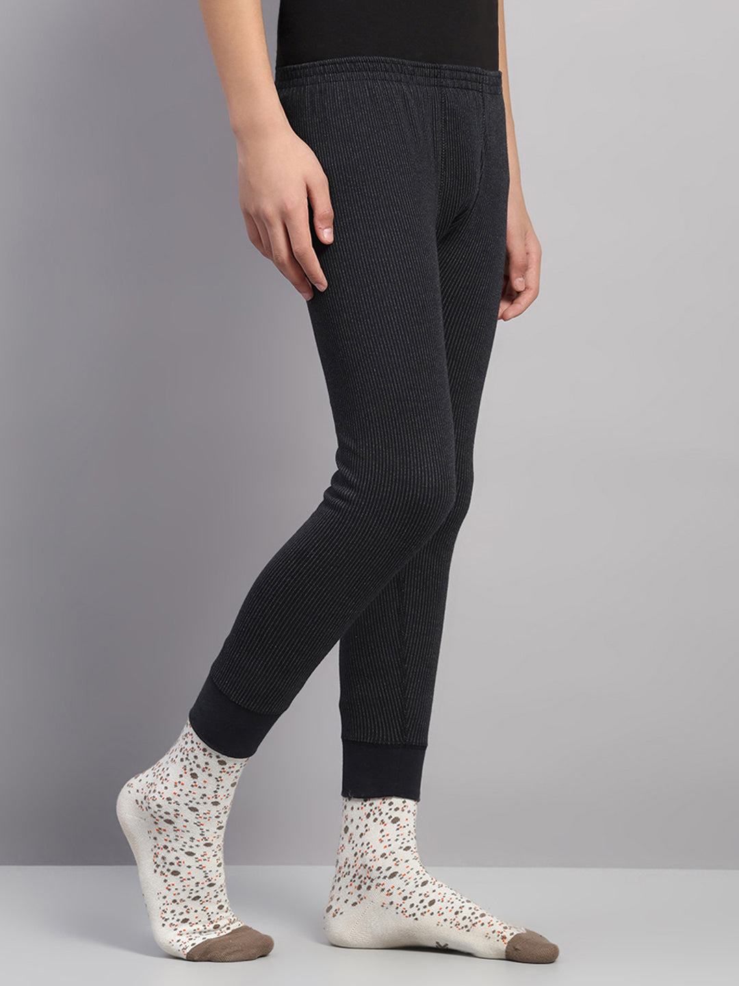 Kids Black Solid Regular Fit Thermal Lower