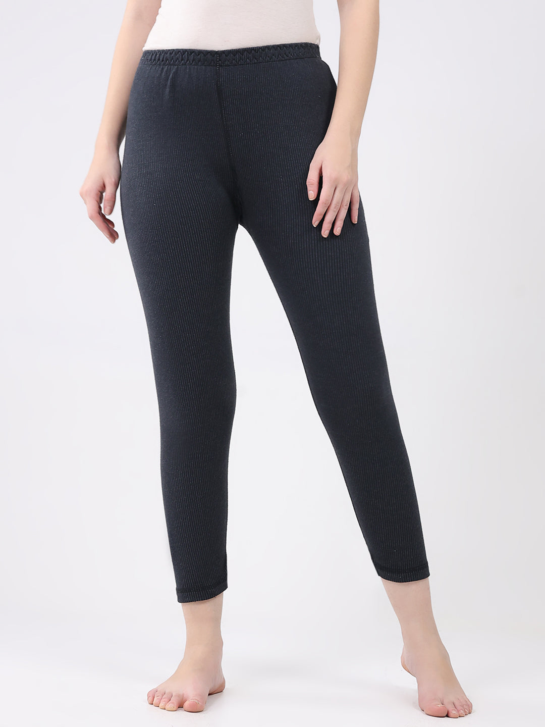 Women Charcoal Solid Thermal Lower