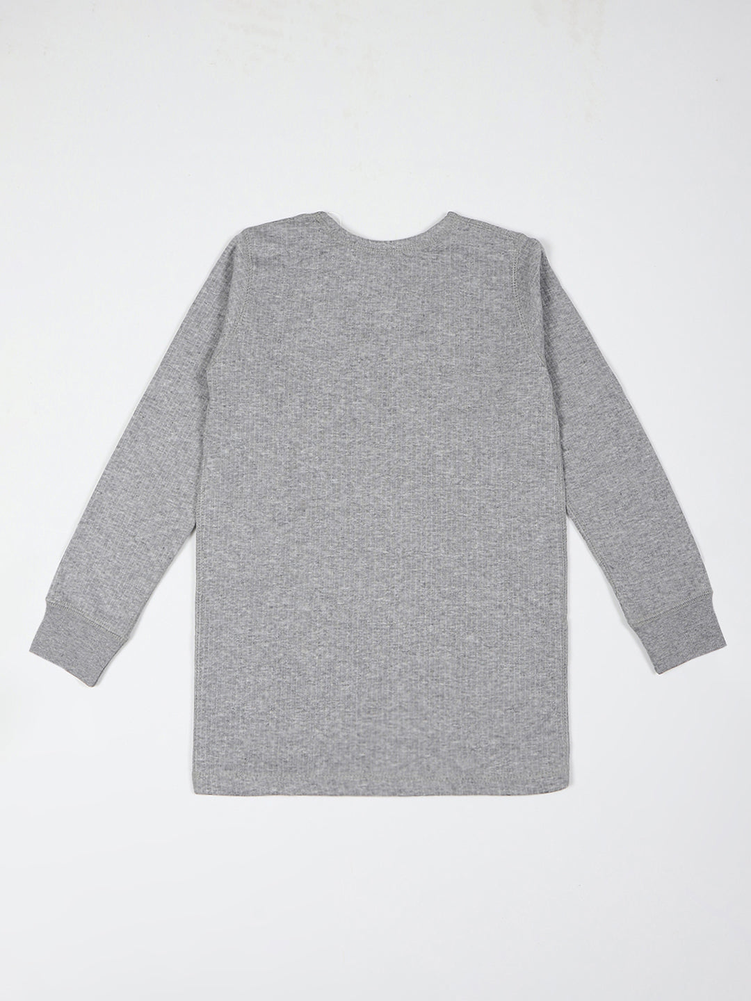 Kids Grey Solid Round Neck Full Sleeve Thermal Vest