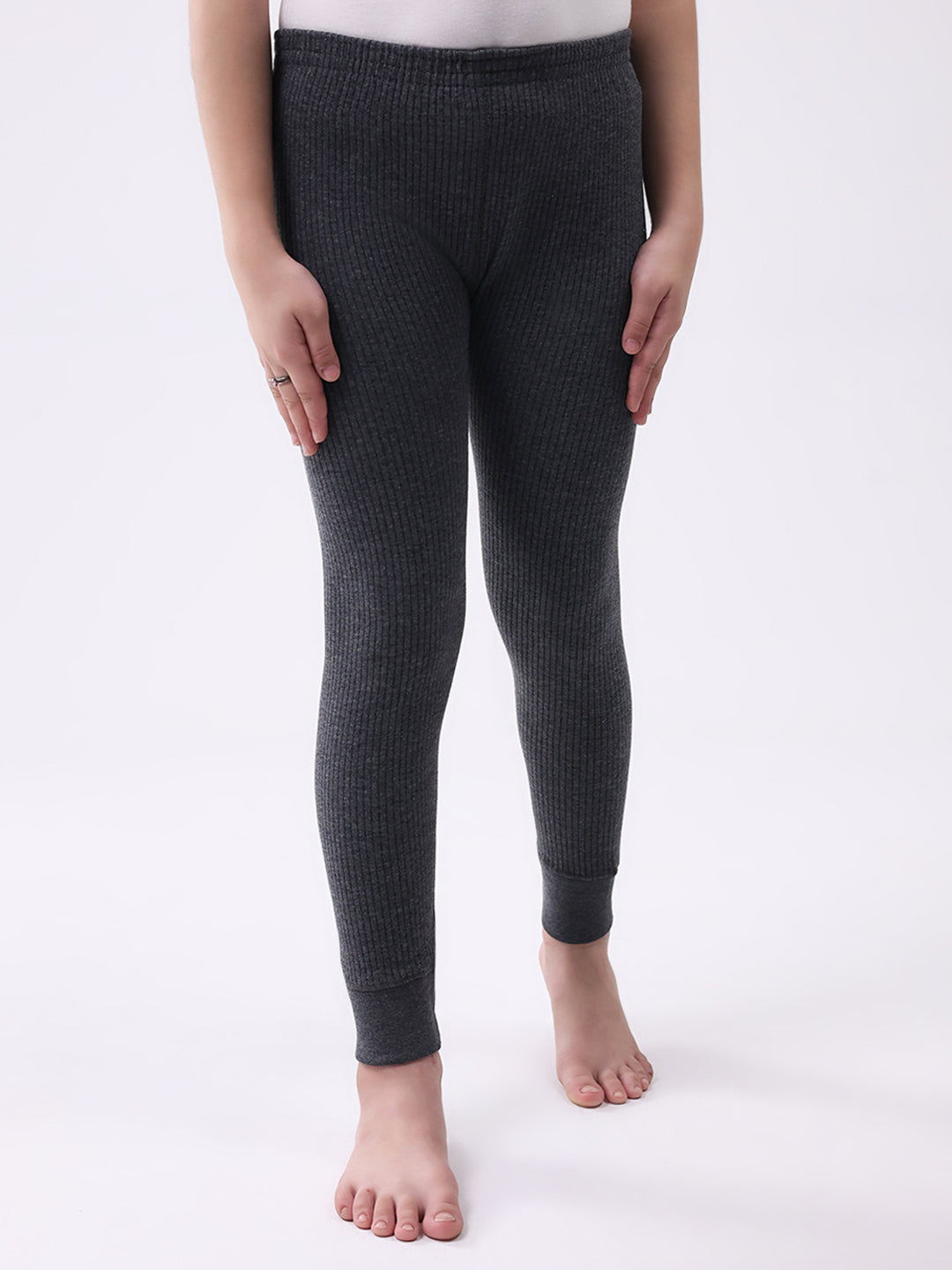 Kids-Unisex Charcoal Solid Thermal Lower